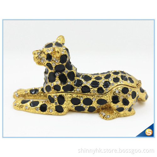 Wholesale Spot Leopard Shape Trinket Box Crystal Metal Trinket Box SCJ294